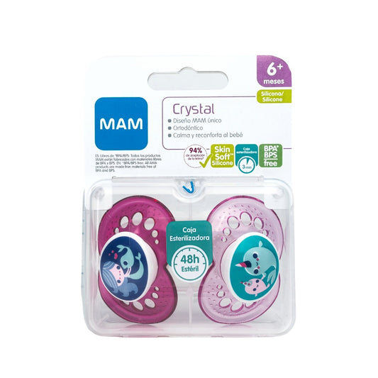 Chupete Silicona Crystal 6+ Niña (x2)